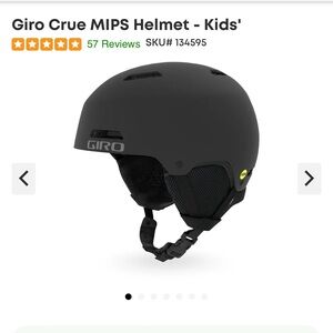 Giro Youth Matte Black Helmet Size Medium "Crue" Style.